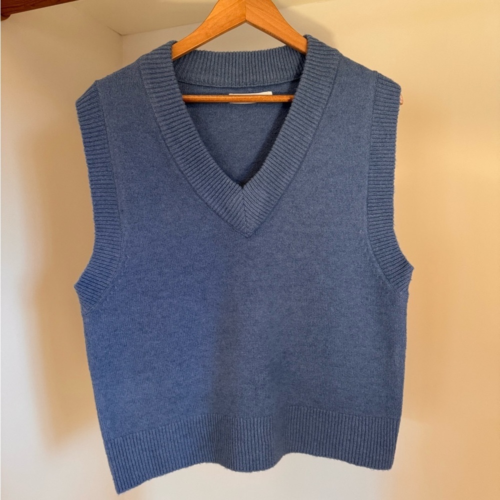 OAK + FORT Blue V-Neck Knit Sweater Vest